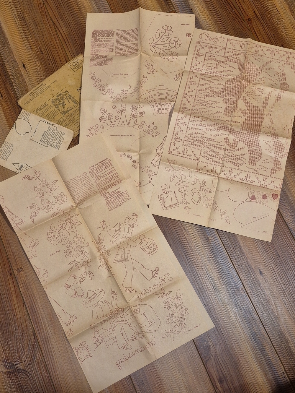 Vintage 50's The Work Basket Mail Order Embroidery Transfer Pattern Set